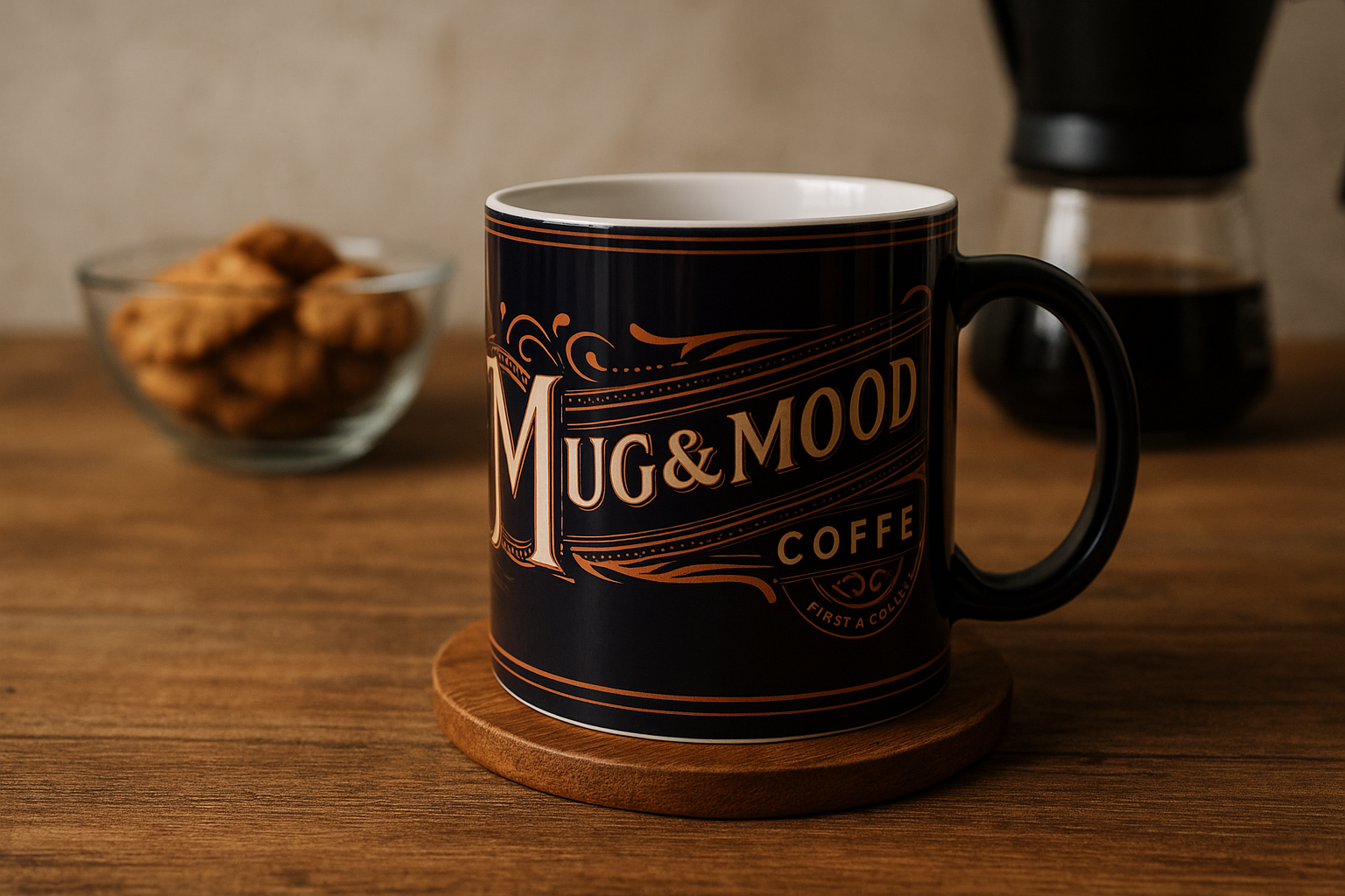 Mug & Mood Retro-Tasse – Schwarz mit Weißem Schriftzug